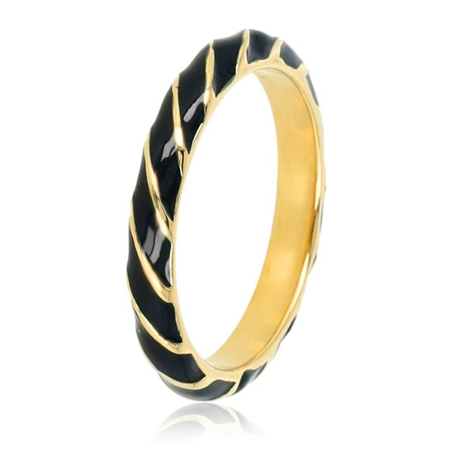 Goudkleurige ring met zwart gedraaid design