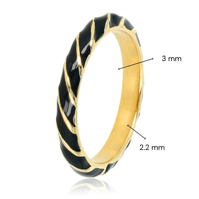 Goudkleurige ring met zwart gedraaid design