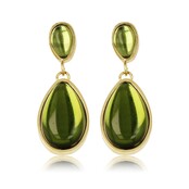 Elegante Gouden Oorbellen met Groene Druppelsteen