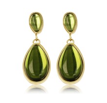 Elegante Gouden Oorbellen met Groene Druppelsteen