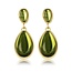 My Bendel Elegante Gouden Oorbellen met Groene Druppelsteen