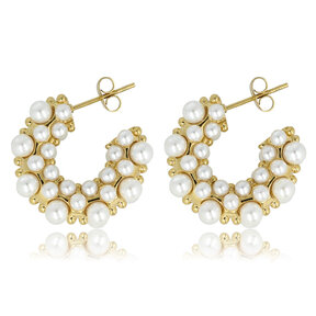 Luxe Gouden Oorbellen met Stralende Witte Parels