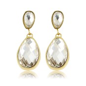 Elegante Gouden Oorbellen met Witte Kristaldruppel