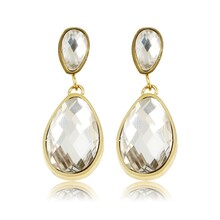 Elegante Gouden Oorbellen met Witte Kristaldruppel