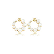 Elegante Gouden Oorsteker met Parel 13 mm
