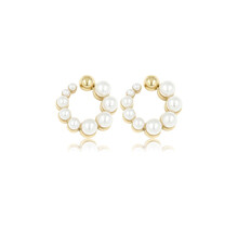 Elegante Gouden Oorsteker met Parel 13 mm