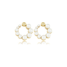 Elegante Gouden Oorsteker met Parel 13 mm