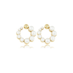 Elegante Gouden Oorsteker met Parel 13 mm