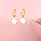 Oorbellen met Bloem Hanger • Witte Aventurijn