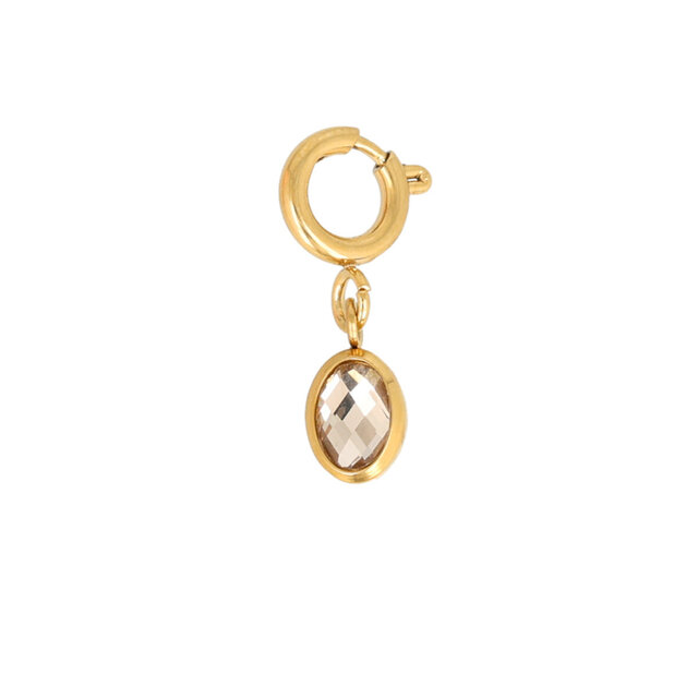 Bedeltje met Glassteen • 7 mm • Champagne