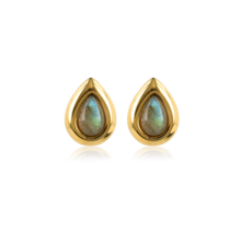 Druppel Studs met Edelsteen • Labradoriet