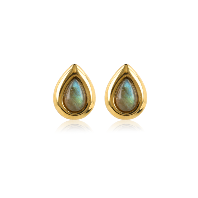 Druppel Studs met Edelsteen • Labradoriet