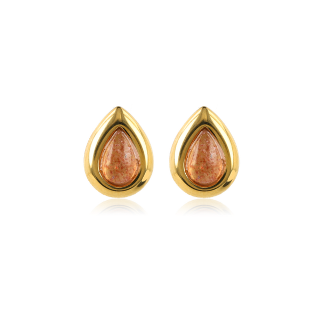 Druppel Studs met Edelsteen • Berry Quartz