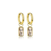 Oorring met Rechthoekige Hanger van Glasstenen • Champagne