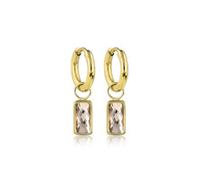 Oorring met Rechthoekige Hanger van Glasstenen • Champagne
