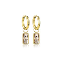 Oorring met Rechthoekige Hanger van Glasstenen • Champagne