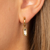 Oorring met Rechthoekige Hanger van Glasstenen • Champagne