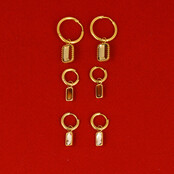 Oorring met Rechthoekige Hanger van Glasstenen • Champagne