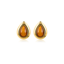Druppel Studs met Edelsteen • Tiger Eye