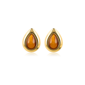 Druppel Studs met Edelsteen • Tiger Eye