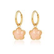 Oorbellen met Bloem Hanger • Rose Quartz
