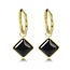 My Bendel Gouden Oorring met Onyx Ruit Hanger