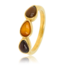 My Bendel Druppel Ring met Edelstenen • Tiger Eye, Brown Quartz & Agate