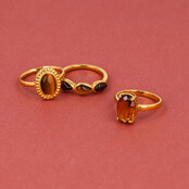 Druppel Ring met Edelstenen • Tiger Eye, Brown Quartz & Agate
