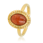 Ring met Ovale Edelsteen en Ribbelrand • Berry Quartz