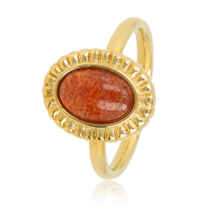 Ring met Ovale Edelsteen en Ribbelrand • Berry Quartz