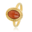 My Bendel Ring met Ovale Edelsteen en Ribbelrand • Berry Quartz