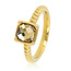 My Bendel Geribbelde Ring met Vierkante Glassteen • Smoky Topaz