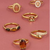 Geribbelde Ring met Vierkante Glassteen • Smoky Topaz