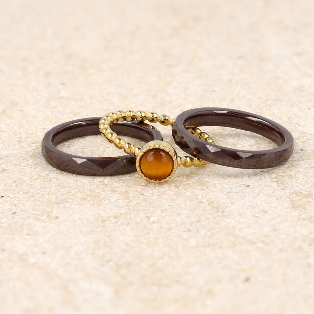 Keramieken Ring • Facet Geslepen • 3 mm • Bruin