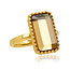 My Bendel Ring met Rechthoekige Glassteen en Bolletjesrand • Smoky Topaz