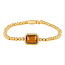 My Bendel Armband met Rechthoekige Edelsteen en Ribbelrand • Tiger Eye