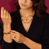 Ketting met Rechthoekige Edelsteen en Ribbelrand • Tiger Eye