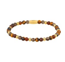 Edelstenen Kralenarmband • Tiger Eye, Brown Quartz & Agate