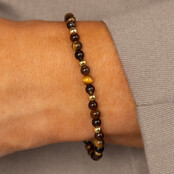Edelstenen Kralenarmband • Tiger Eye, Brown Quartz & Agate