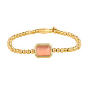 Armband met Rechthoekige Edelsteen en Ribbelrand • Pink Moonstone