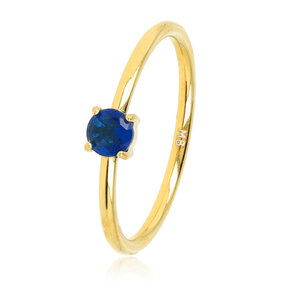Fijne Ring met Kleine Glassteen • Kobalt Blauw