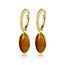 My Bendel Geribbelde Oorringen met Ovale Edelsteen • Tiger Eye