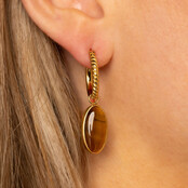 Geribbelde Oorringen met Ovale Edelsteen • Tiger Eye