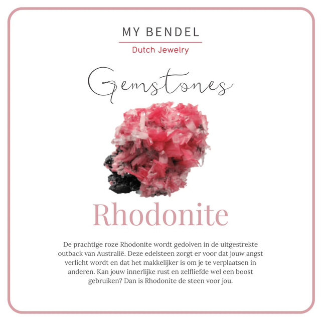 Geribbelde Oorringen met Ovale Edelsteen • Rhodoniet