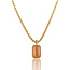 My Bendel Ketting met Rechthoekige Edelsteen en Ribbelrand • Pink Moonstone