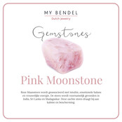 Ketting met Rechthoekige Edelsteen en Ribbelrand • Pink Moonstone