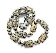 Vintage Etnische Natuursteen Hanger Halsketting  Dalmatijnse jaspisRechthoekige Gepolijste Kralen Handgemaakte Sieraden Voor Dames Heren