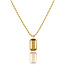 My Bendel Ketting met Rechthoekige Glassteen en Bolletjesrand • Smoky Topaz