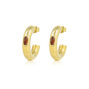 Oorstekers met Edelsteen Detail • Brown Agate