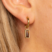 Oorring met Rechthoekige Hanger van Edelstenen • Brown Agate